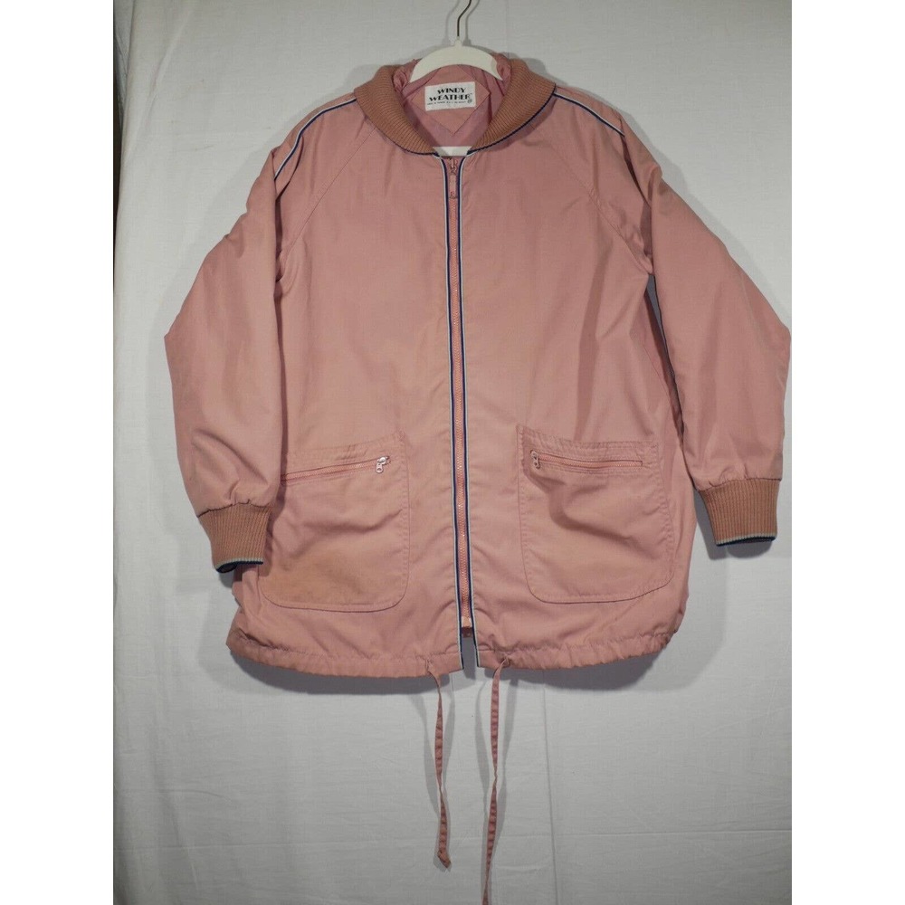 VTG 80s WINDY WEATHER Light Windbreaker Bomber Jacket Sz 14